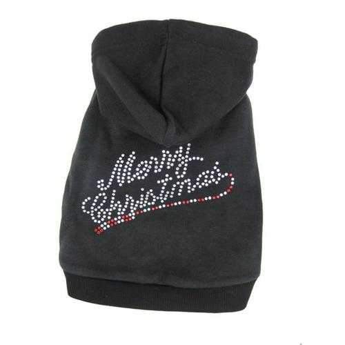 Merry Christmas Rhinestone Dog Hoodie
