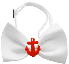 Red Anchors Chipper White Bow Tie