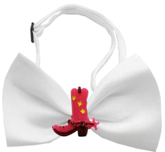 Pink Cowboy Boots Chipper White Bow Tie