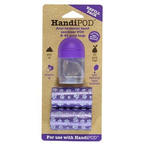 HandiPOD Dispenser with Poop Bags and Hand Sanitizer - Refill Kit in Purple