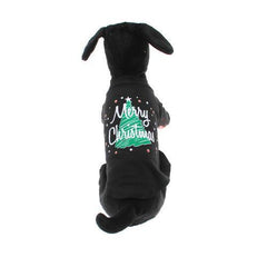 Scribbled Merry Christmas Screenprint Dog Tank Top - Black