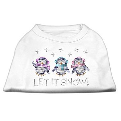 Let it Snow Penguins Rhinestone Dog Shirt - White