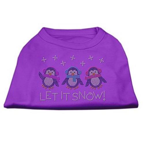 Let it Snow Penguins Rhinestone Dog Shirt - Purple