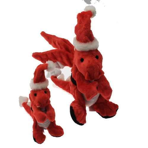 goDog Santa Dragon Dog Toy with Chew Guard