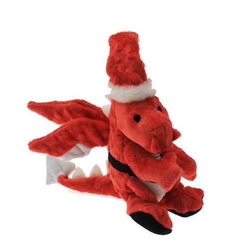 goDog Santa Dragon Dog Toy with Chew Guard