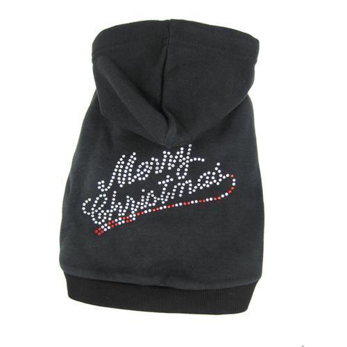 Merry Christmas Rhinestone Dog Hoodie