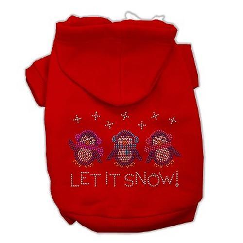 Let it Snow Penguins Rhinestone Dog Hoodie - Red