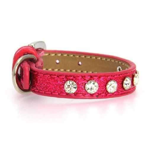 Clear Crystal Puppy Ice Cream Dog Collar - Pink