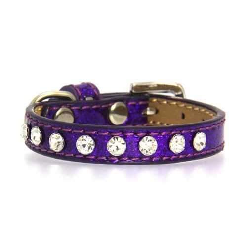 Clear Crystal Puppy Ice Cream Dog Collar - Purple