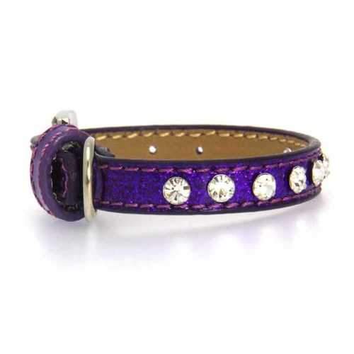 Clear Crystal Puppy Ice Cream Dog Collar - Purple
