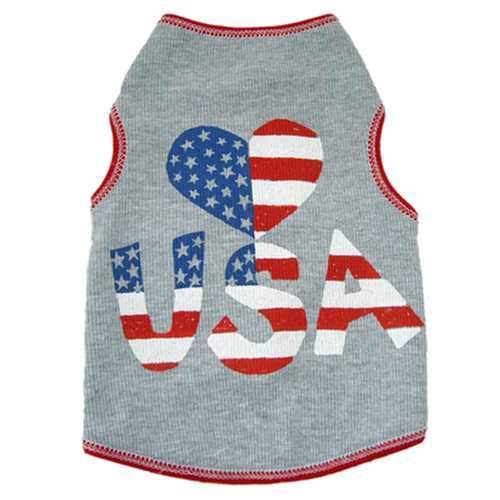 Heart USA Dog Tank - Gray