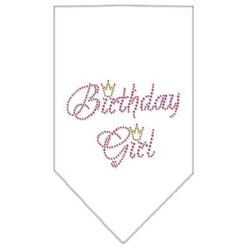 Birthday Girl Rhinestone Dog Bandana - White