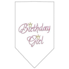 Birthday Girl Rhinestone Dog Bandana - White