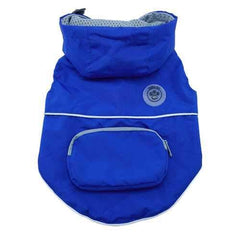 foufou Dog Rainy Day Dog Poncho with Built-in Travel Pouch - Blue
