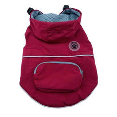 FouFouDog Rainy Day Dog Poncho with Built-in Travel Pouch - Burgundy