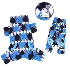 Argyle Fleece Turtleneck Dog Pajamas by Klippo - Black and Blue