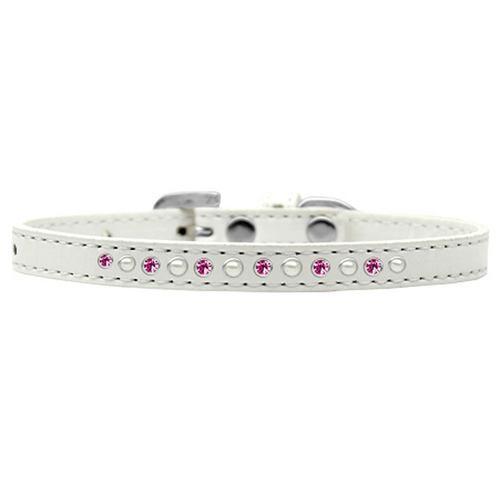 Pearl and Pink Crystal White Dog Collar