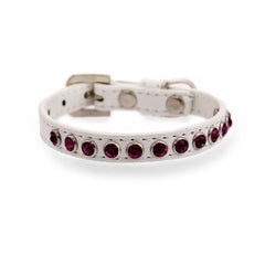 Bright Pink Crystal Puppy White Dog Collar