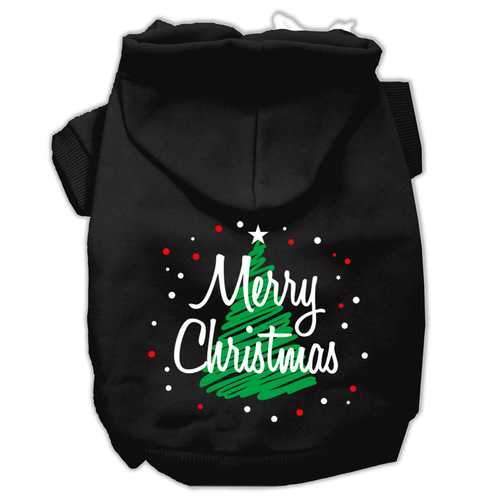 Scribbled Merry Christmas Dog Hoodie - Black