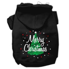 Scribbled Merry Christmas Dog Hoodie - Black