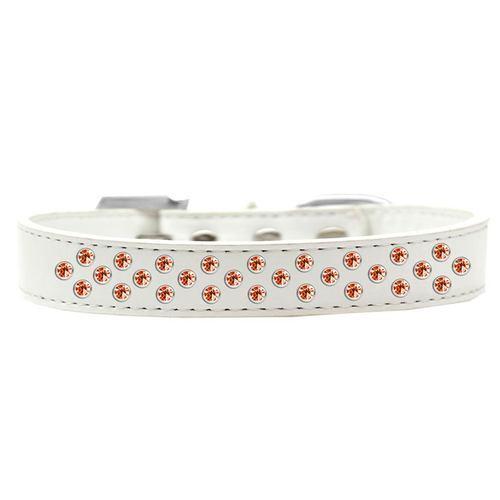 Sprinkles Orange Crystals Dog Collar - White
