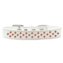 Sprinkles Orange Crystals Dog Collar - White