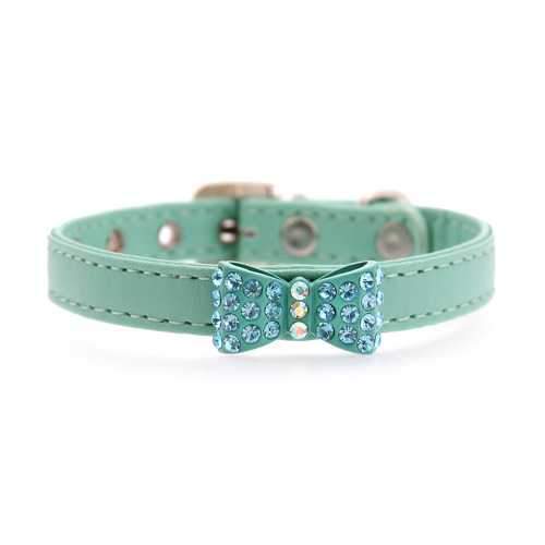 Bow-dacious Crystal Dog Collar - Aqua