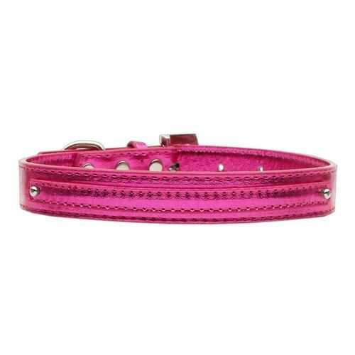 Metallic Two Tiered Dog Collar with 10MM Letter Strap - Pink