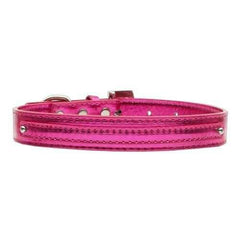 Metallic Two Tiered Dog Collar with 10MM Letter Strap - Pink