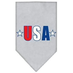 USA Star Screen Print Dog Bandana - Gray