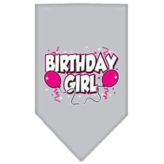 Birthday Girl Screen Print Dog Bandana - Gray