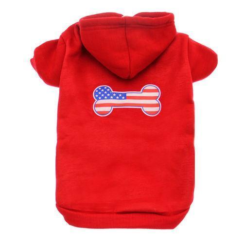 Bone Shaped American Flag Dog Hoodie - Red