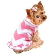Chevron Ruffled Dog Pullover - Pink