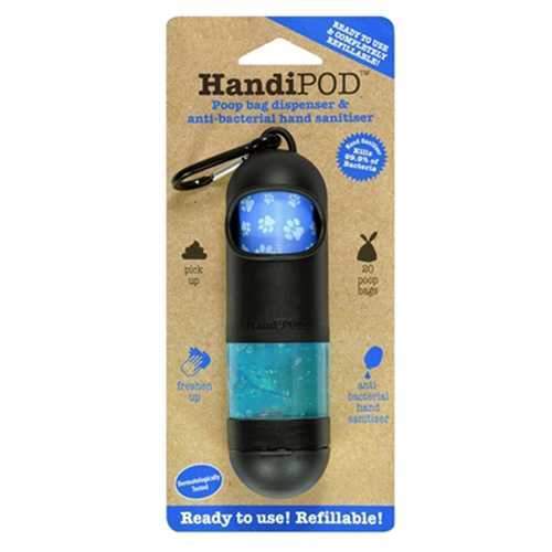 HandiPOD Dispenser with Poop Bags and Hand Sanitizer - Black
