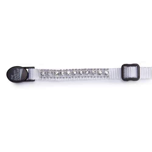 Meow Town Rhinestone Cat Collar - White