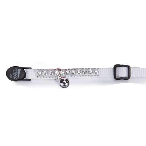 Meow Town Rhinestone Cat Collar - White