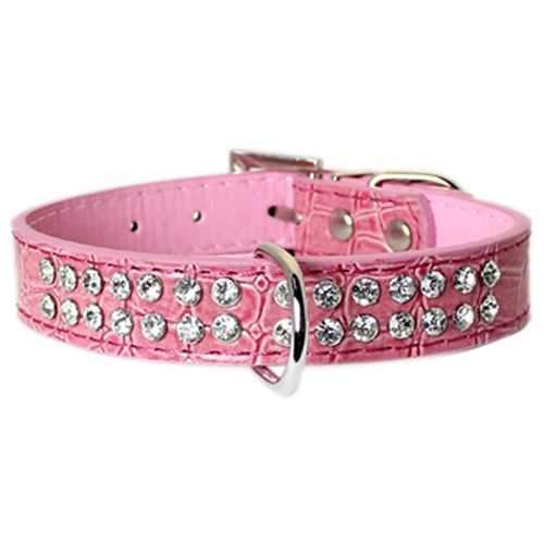 Parisian Pet Luxury Croc & Rhinestones Dog Collar - Pink