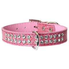 Parisian Pet Luxury Croc & Rhinestones Dog Collar - Pink