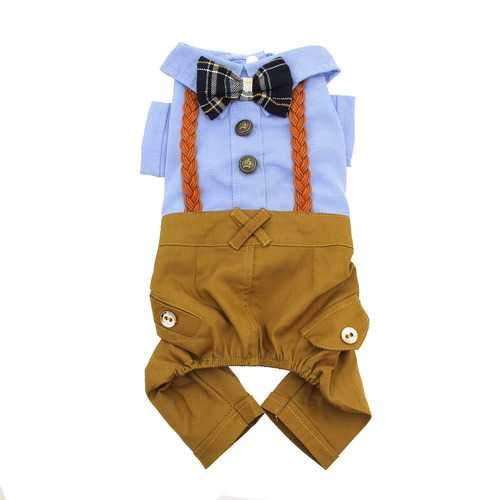 Parisian Pet Preppy Dog Jumpsuit - Blue Bow Tie