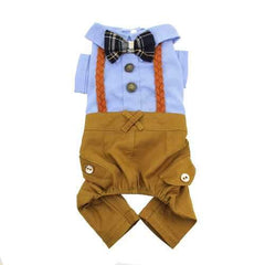 Parisian Pet Preppy Dog Jumpsuit - Blue Bow Tie