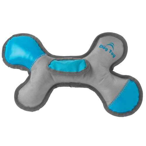 RoughRageous Bone Dog Toy - Aqua and Gray