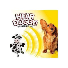 HEAR DOGGY! Flatties with Ultrasonic Squeaker Dog Toy - Cow