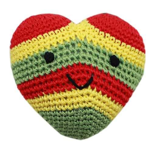 Knit Knacks Hempy the Rasta Heart Organic Dog Toy