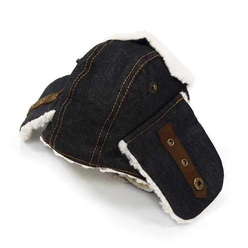 Trapper Dog Hat by Dogo - Black Denim