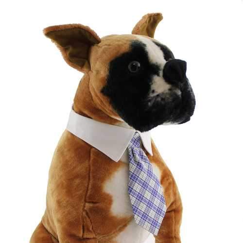Kevin Dog Shirt Collar and Tie  - Blue Plaid