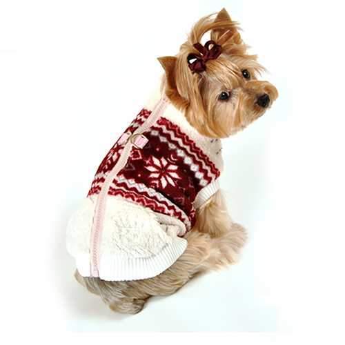Snowflake Fleece Dog Vest by Hip Doggie - White