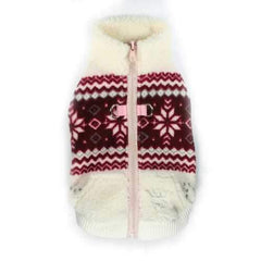 Snowflake Fleece Dog Vest by Hip Doggie - White