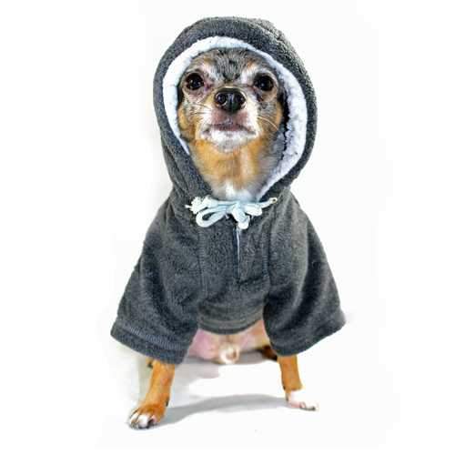 Crest Fleece Dog Hoodie by Hip Doggie - Gray