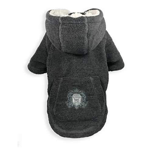 Crest Fleece Dog Hoodie by Hip Doggie - Gray