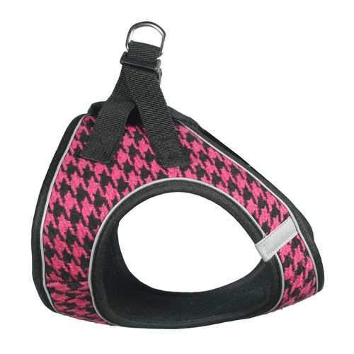 EZ Reflective Houndstooth Dog Harness Vest by Hip Doggie - Pink/Black